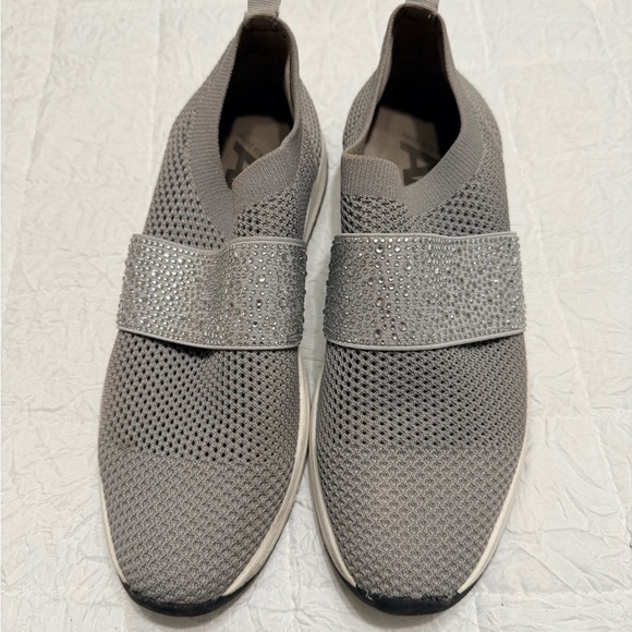 Anne Klein Sport Shoes - Anne Klein Sport Gray Slip-On Sneakers with Rhinestone Accent